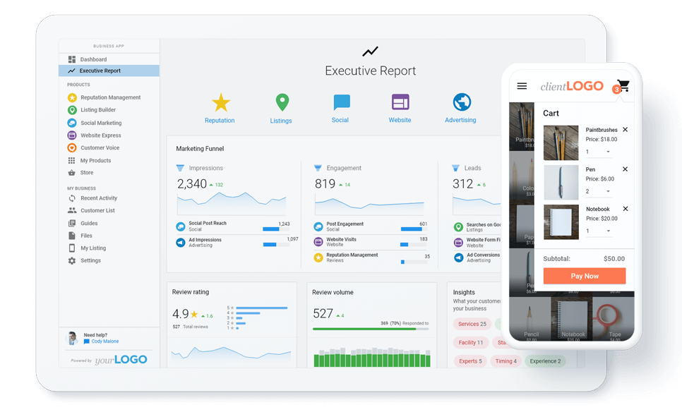 Business-app-screen-mock-executive-report